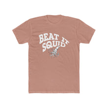 Load image into Gallery viewer, Beat It Squid! Cursive Font Black Cotton Crew Tee
