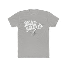 Load image into Gallery viewer, Beat It Squid! Cursive Font Black Cotton Crew Tee
