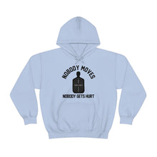 Load image into Gallery viewer, Nobody Moves, Nobody Gets Hurt! Bullseye Edition Unisex Heavy Blend™ Hoodie Sweater
