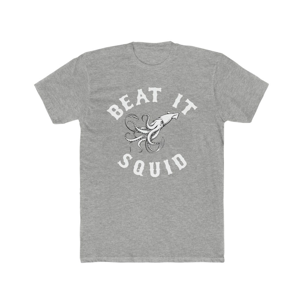 Beat It Squid! White Line Art Cotton Crew Tee