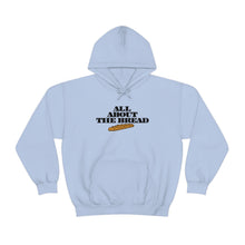 Load image into Gallery viewer, All About The Bread! Block Font White Unisex Heavy Blend™ Hoodie Sweater
