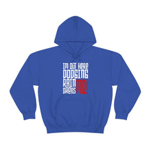 Load image into Gallery viewer, I&#39;m Out Here Dodging Rain Drops Mo! Simple Line Font Unisex Heavy Blend™ Hoodie Sweater
